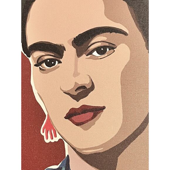Beautiful Frida Kahlo Framed Wall Art Painted Canvas Gold Frame Mexican Pop Art! - Picture 3 of 10